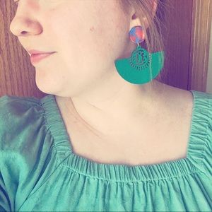 Retro Wood and Clay Lightweight Dangle Earrings